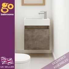 Image of Compact Wall Hung Cloakroom Vanity Unit & Basin Metallic Bathroom 400mm