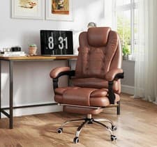 Image of Heated 6 Point Vibration Massage Executive Office Chair High Back Recliner UK