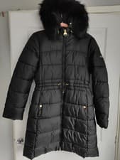 Image of Barbour International womens Anastasia Long Puffer Jacket, 12 UK Black New#