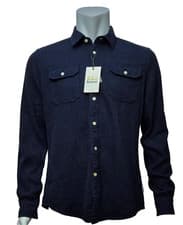 Image of Barbour Mens Bicklow Shirt Tailored Fit Navy Blue Long Sleeved Medium MRP £74.95