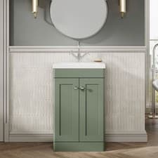 Image of Nuie Classique 500mm Floorstanding Basin Vanity Unit Satin Green Bathroom Unit