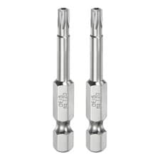 Image of 2pcs T20 Security Torx Bit 1/4" Hex Shank 2" Long Tamper Resistant Star Bits