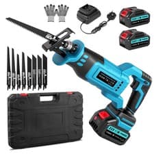 Image of Reciprocating Saw 21V Cordless Electric with Battery Fast Charger & 8 Blades Set