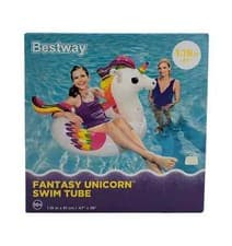 Image of Bestway Inflatable Supersized Unicorn Ride-On Swimming Pool Float White (1.19m)