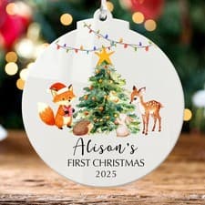 Image of Personalised Baby's First Christmas Bauble Tree Decoration Baby Boy or Girl Gift