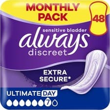 Image of Always Discreet Incontinence Pads Women, Ultimate Day Extra Secure Pads 48Pack