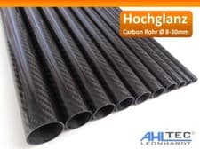 Image of High Gloss Carbon Pipe Ø 8-30mm / Cfk Tube 3K Twill 1000mm/Hobbyline/Operated