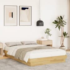 Image of WALPLUS Solid Wood Oak Bed Frame 120x200 cm No Mattress