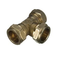 Image of 1 x 22mm Brass Compression Equal Tee Pipe Fitting Plumbing