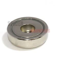 Image of Neodymium pot magnets 25mm dia x 8mm + counterbore 5.5mm hole up to 20Kg max