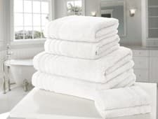 Image of White So Soft Zero Twist Ribbed Absorbent Soft 100% Cotton 500gsm Towels
