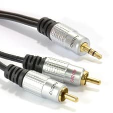 Image of 3m Pro Audio Metal 3.5mm Stereo Jack to 2 RCA Phono Plugs Cable Gold [Black]