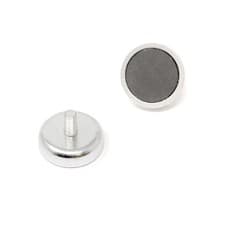 Image of Ferrite Pot Magnet with M5 External Thread - 25mm dia x 7mm thick - 0.8kg Pull