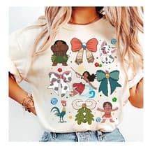 Image of Disney Moana Maui Hei Hei and Pua Coquette Bows Unisex Adult Kid Tee 660793