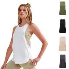 Image of Womens Tank Top Vest Ladies Organic Cotton Racer Back Sleeveless Fitness Tops