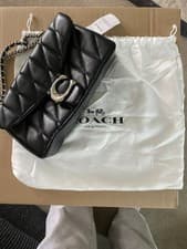 Image of Coach Tabby Shoulder Bag 26 with Pillow Quilting in black nappa leather