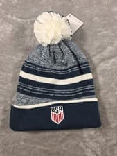 Image of NWT Nike USA Soccer Olympic Team Knit Pom Pom Beanie Hat USMS Blue/Gray
