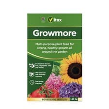 Image of Vitax Growmore General Purpose Garden Fertiliser 1.25kg Boosts Soil Fertility