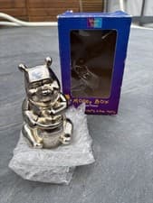 Image of Vintage Disney Winnie The Pooh Silver Money Box Piggy Bank Keepsake Gift Boxed