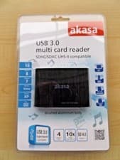 Image of Akasa multimedia card reader USB 3.0. Model AK-CR-08BK