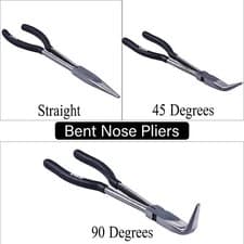 Image of Heavy Duty 11" Extra Long Nose Pliers Straight 45 90 Degrees Bent Nose Hand Tool