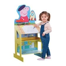 Image of Peppa Pig Easel With Built In Play House & Chalkboard - Draw & Play
