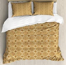Image of Earth Tones Duvet Cover Set Damask Style Floral