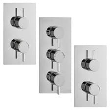 Image of Concealed Thermostatic Shower Mixer Valve Round Dials 1 / 2 Way Outlet in Chrome