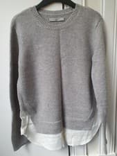 Image of NEW All Saints Wick Jumper 2 in 1 Layered Grey/White Size M