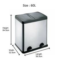 Image of Multi Compartment Stainless Steel Large Recycling Recycle Pedal Bin Waste