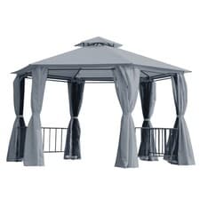Image of Outsunny 3 x 3(m) Gazebo Canopy 2 Tier Patio Shelter Steel for Garden Grey