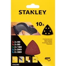 Image of Stanley Punched Hook and Loop Detail Sander Sheets Assorted Pack of 10
