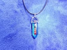 Image of Mid Blue 7 Chakra Point Pendant Necklace with 16-18" Black Cord