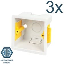 Image of 3x Appleby SB632 47mm Single Dry Lining Fast Fix Box 1 Gang Plasterboard BackBox