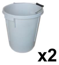 Image of 2 x 25L Plasterers Mixing Buckets 25 Litre Plastering Builders Water Tub Handle