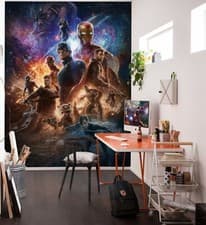 Image of Marvel wallpaper mural 78x110 in Battle of Worlds Avengers bedroom art Non-woven