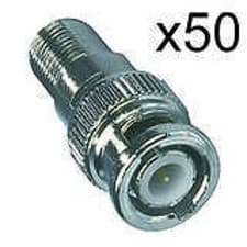 Image of BNC male plug to F female connector x 50 threaded socket adaptor RG59 RG6 CT100
