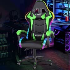 Image of High Back RGB Gaming Chair with LED Lights & Ergonomic Computer Chair Reclining