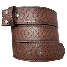 Image of Leather Belt Strap with Embossed Western Horn Pattern 1.5" Wide with Snaps (B...