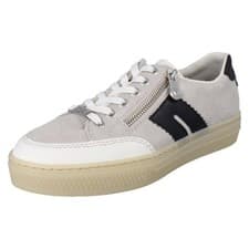 Image of Ladies Rieker Leather Metallic Lace Up Memosoft Trainers With Zips "L5903"