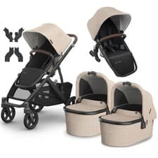 Image of TWIN / DUO Uppababy Vista V3 Liam Beige Pushchair Stroller