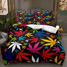 Image of 01.Maple Leaves Duvet Cover Set Nature Bedding Colourful Quilt Decor Bedclothes