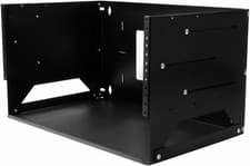 Image of 2-Post 4U Open Frame Wall Mount Rack with Built-In Shelf – Space-Saving IT