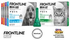 Image of Frontline Spot On PLUS Cat Dog Flea Tick Lice Treatment 1, 3 Or 6 Pipettes Packs