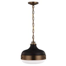 Image of 2 Bulb Ceiling Pendant Light Fitting Dark Antique Brass Matte Black LED E27 75W