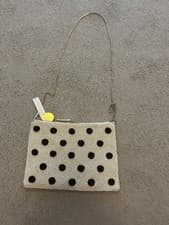 Image of BNWT ACCESSORIZE HAND BEADED CREAM AND BLACK EVENING BAG