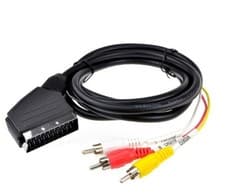 Image of Scart Plug In / Out to Red White Yellow RCA 3 x Phono Plugs Video Cable Lead 2m