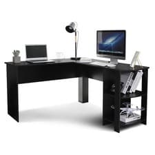 Image of Mondeer L-Shaped Corner Computer Desk Home Office Desk Workstation White&Black