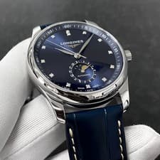 Image of Longines Master Moonphase 40mm Blue Diamond Leather Men's Watch L2.909.4.97.0