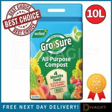Image of GRO-SURE ALL PURPOSE COMPOST 4 MONTHS FEED GARDEN PLANT SOIL NEW 10L WESTLAND